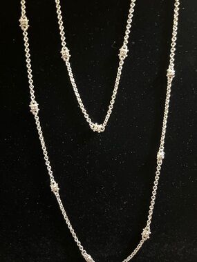 Judith Ripka Delicate long sterling Silver Station 36 inch necklace